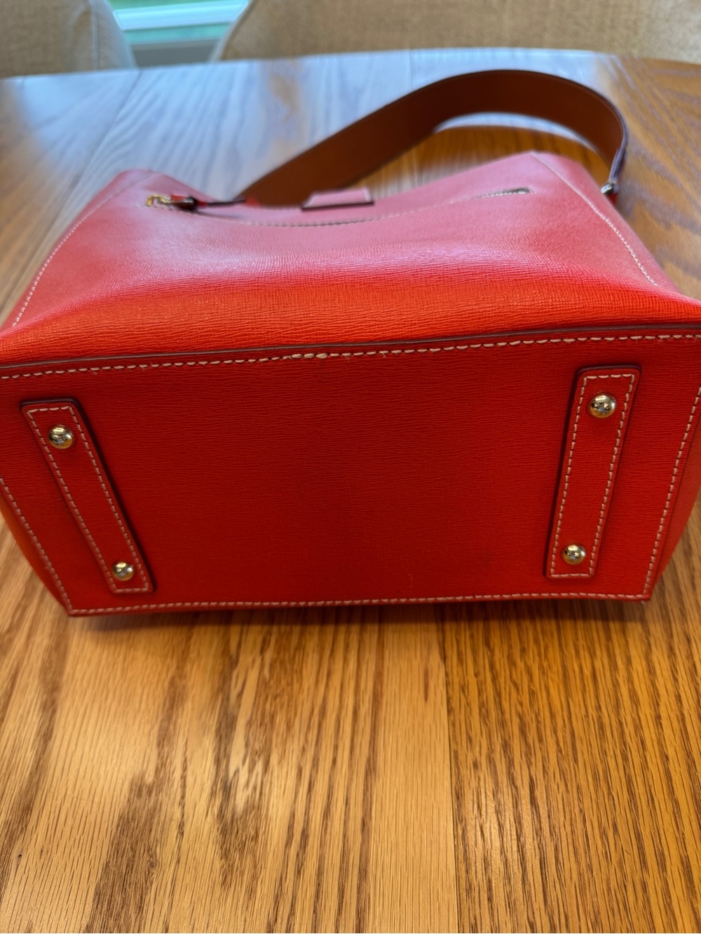 Dooney & Bourke Red Leather Bucket Shoulder Bag - Picture 5 of 6